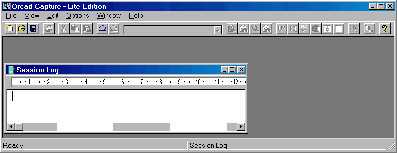 Newly-openend, blank OrCAD Screen